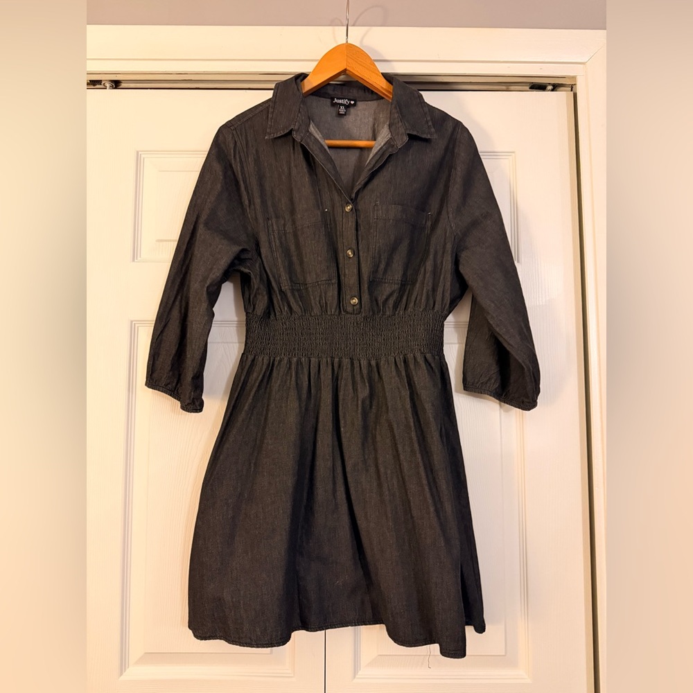 Justify Charcoal Denim Midi Dress